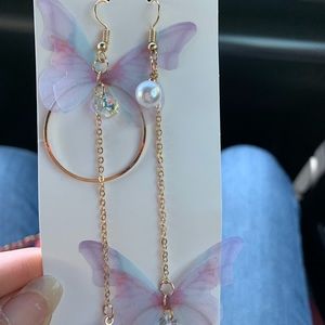 Beautiful butterfly crystal earrings